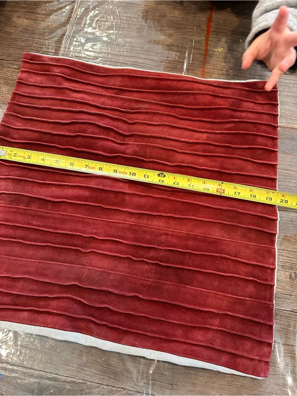 Suede Leather CB2 Decorative Throw Pillow - Burgundy